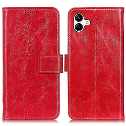 Etui en PU texture rétro crazy horse avec support pour votre Samsung Galaxy A04 4G (164.4 x 76.3 x 9.1 mm) - rouge