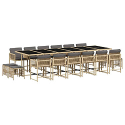 vidaXL Ensemble à manger de jardin et coussins 17 pcs mélange beige