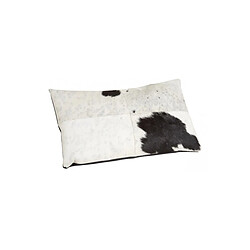 Aubry Gaspard Coussin en peau de vache véritable modèle aléatoire Noir et blanc 50x30.