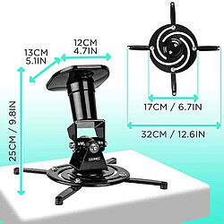 Duronic PB01XB Support vidéoprojecteur Universel inclinable et Rotatif - Charge Max. 10 kg - Installation Plafond - Idéal pour Home cinémas, Jeux vidéos, présentations, conférences