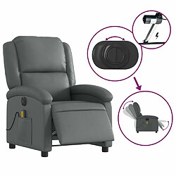 Maison Chic Fauteuil Relax pour salon, Fauteuil de massage inclinable électrique gris similicuir -GKD73041 pas cher