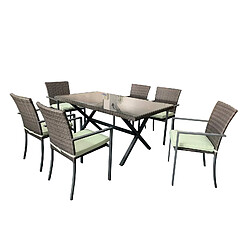 Table à Manger de Jardin Chillvert Varenna Acier Rotin Synthétique 160x90x73 cm Gris Verre pas cher