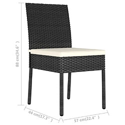 vidaXL Chaises à manger de jardin lot de 2 Résine tressée Noir pas cher