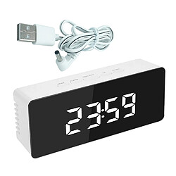 Avis Miroir LED Réveil Numérique Chevet Snooze Minuterie De Sommeil 12/24 Heures Blanc