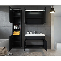 Avis Auco Meuble de salle de bain de Paso 80x40cm lavabo Noir brillant – Armoire de rangement Meuble lavabo armoire miroir