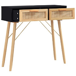 Avis Maison Chic Table console | Meuble d'entrée | Table d'appoint Noir 80x30x75 cm Bois massif pin /rotin naturel -GKD62942