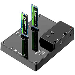 Kalea-Informatique DOCKING STATION. Dock pour 2 SSD M2 NGFF NVMe PCIe Liaison USB3.2 Gen2 10GB AVEC FONCTION CLONAGE. Alimentation externe