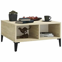 Maison Chic Table basse,Table Console Table d'appoint, Table pour salon Blanc et chêne sonoma 60x60x30 cm Aggloméré -MN62415 pas cher