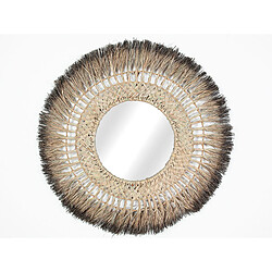 Miroir mural Romimex Naturel Fibre naturelle Fenêtre 70 x 70 x 3 cm Rond