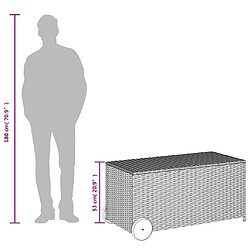 vidaXL Boîte de rangement de jardin et roues gris 190L résine tressée pas cher