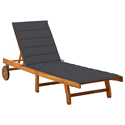 vidaXL Chaise longue de jardin avec coussin Bois d'acacia solide