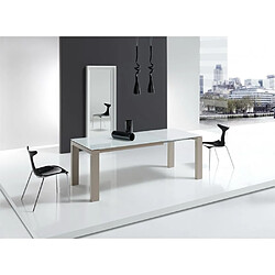 Inside 75 Table repas extensible ARMONIA 8 couverts 140/210x90cm pieds beiges plateau verre blanc