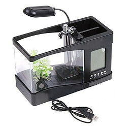 Universal USB mini-aquarium aquarium avec boîte de rangement lumière LED écran LCD horloge pour la page d'accueil décoration de bureau 1.5L | réservoir aquarium