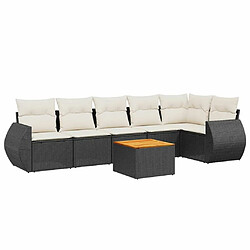 Maison Chic Ensemble Tables et chaises d'extérieur 7pcs avec coussins,Salon de jardin noir résine tressée -GKD261805