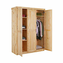 Avis Mes Armoire 3 portes 140 cm en pin massif - CHAMONIX