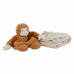 Paris Prix Peluche & Couverture Enfant Singe 26cm Marron