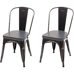 Decoshop26 2x chaises de salle à manger cuisine style industriel métal noir et synthétique gris CDS04456