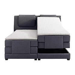 Acheter Vente-Unique Ensemble complet boxspring tête de lit + sommiers relaxation électrique + matelas + surmatelas - 2 x 90 x 200 cm - Tissu - Anthracite - CASTEL II de PALACIO