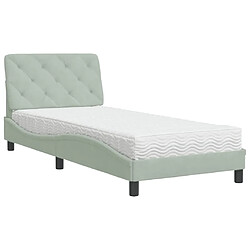 Vidaxl Lit avec matelas gris clair 90x190 cm velours