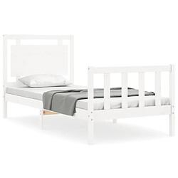 Maison Chic Cadre/structure de lit avec tête de lit pour adulte - Lit Moderne Chambre blanc petit simple bois massif -MN38747