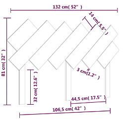 vidaXL Tête de lit Noir 132x3x81 cm Bois massif de pin pas cher