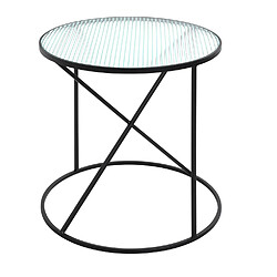 Pegane Table d'appoint, table de salon en verre trempé et métal coloris noir - diamètre 50 x hauteur 50 cm