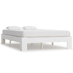 Maison Chic Lit adulte - Lit simple Cadre de lit,Structure du lit Contemporain Blanc Bois de pin massif 140 x 200 cm -MN27123