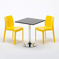 Avis Grand Soleil Table Noir et 2 Chaises Colorées Polypro