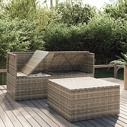 Avis Maison Chic Salon de jardin 3 pcs + coussins - Mobilier/Meubles de jardin - Table et chaises d'extérieur Gris Résine tressée -MN96013