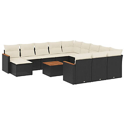 Maison Chic Salon de jardin avec coussins 13 pcs, Ensemble Tables et chaises de jardin, noir résine tressée -GKD605752