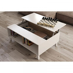 Dansmamaison Table basse relevable Blanc brillant/Chêne clair - STOCKTON pas cher