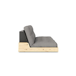 Inside 75 Canapé lit futon BASE gris couchage 130cm dossiers noirs coffres