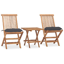 Maison Chic Mobilier à dîner 3 pcs pliable de jardin avec coussins - Ensemble table et chaises d'extérieur - Salon/Mobilier de jardin classique Teck -MN94976