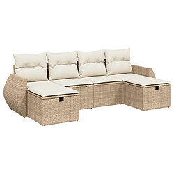 vidaXL Salon de jardin avec coussins 6 pcs beige résine tressée