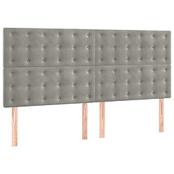 vidaXL Têtes de lit 4 pcs Gris clair 80x5x78/88 cm Velours