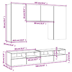 vidaXL Unités murales TV 5 pcs gris béton bois d'ingénierie pas cher