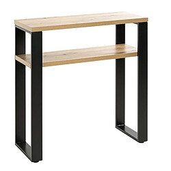 Acheter Pegane Meuble console, table console en bois coloris chêne et métal noir -longueur 70 x profondeur 28 x hauteur 75 cm