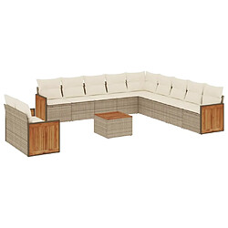 Maison Chic Salon de jardin avec coussins 12 pcs | Ensemble de Table et chaises | Mobilier d'Extérieur beige résine tressée -GKD43433