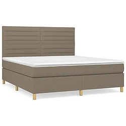 vidaXL Sommier à lattes de lit avec matelas Taupe 180x200 cm Tissu