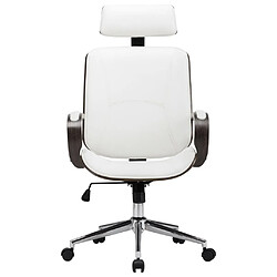 Maison Chic Chaise Gaming | Chaise de bureau Ergonomique Fauteuil avec appuie-tête Blanc Similicuir et bois -GKD82126