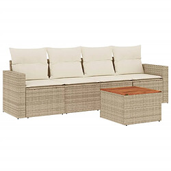 vidaXL Salon de jardin avec coussins 5 pcs beige résine tressée