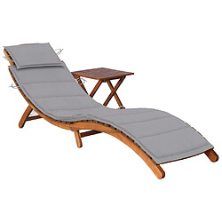 Helloshop26 Transat chaise longue bain de soleil lit de jardin terrasse meuble d'extérieur avec table et coussin bois d'acacia 02_0012615