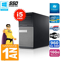 PC Tour DELL 7010 Core I5-2400 RAM 16Go Disque 960 Go SSD Wifi W7 - Occasion