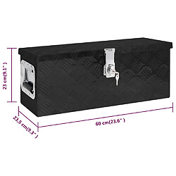 vidaXL Boîte de rangement Noir 60x23,5x23 cm Aluminium pas cher