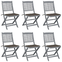 vidaXL Chaises pliables d'extérieur lot de 6 et coussins Bois d'acacia 