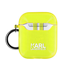 Coque Airpods Silicone gel avec Mousqueton Choupette Ikonik Karl Lagerfeld jaune