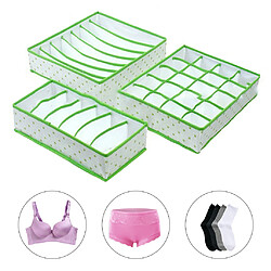 3pcs / Set Sous-vêtements Pliable Tiroir Soutien-gorge Chaussettes Garde-robe Organisateur Stockage Vert pas cher