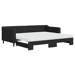 Maison Chic Lit d'appoint avec gigogne et matelas | Lit de jour | Lit de repos noir 90x200 cm tissu -GKD26404