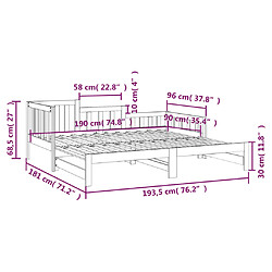 vidaXL Lit coulissant sans matelas blanc 2x(90x190) cm pas cher