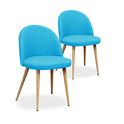 NC Lot de 2 chaises scandinaves Cecilia tissu Bleu